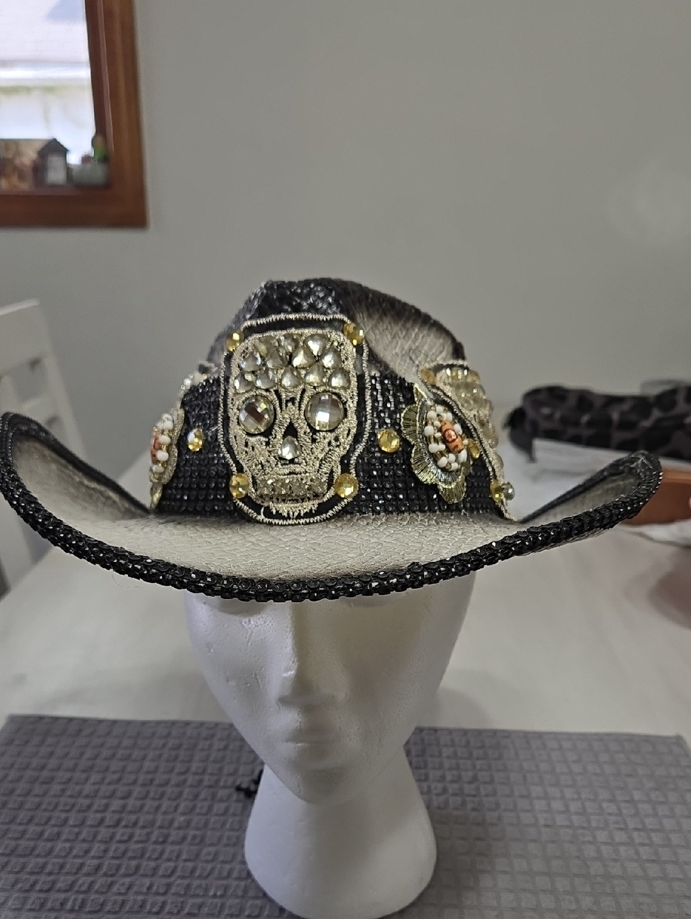 Embellished Black&White Rhinestone Skull Cowboy Hat - Women Whittall& Shon Rowan